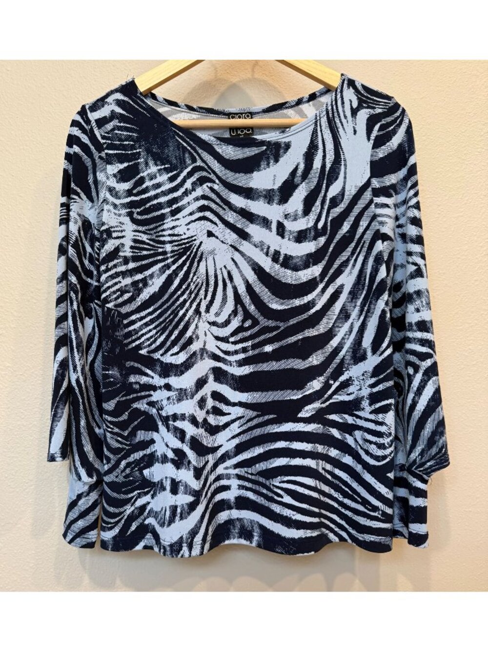 Clara Sun Woo Womens Pullover Blue Stretch Blouse XS Long Sleeve Artsy Lagenlook